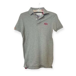 [NWT] Superdry Men's Classic Grey Cotton Pique Polo T-Shirt - Size S